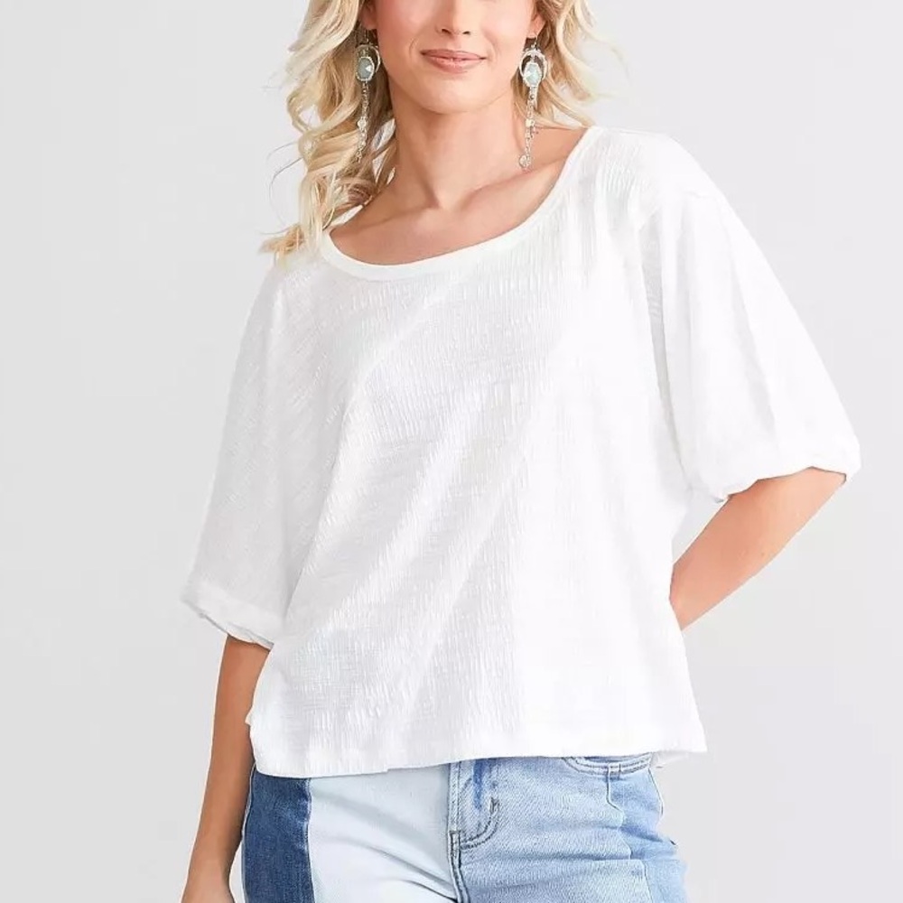 New in Textured Boxy Top L NWT